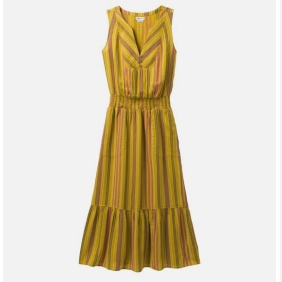 NWT Prana California Dreaming Sleeveless Button Front Midi Dress Leapfrog Stripe - Picture 3 of 8